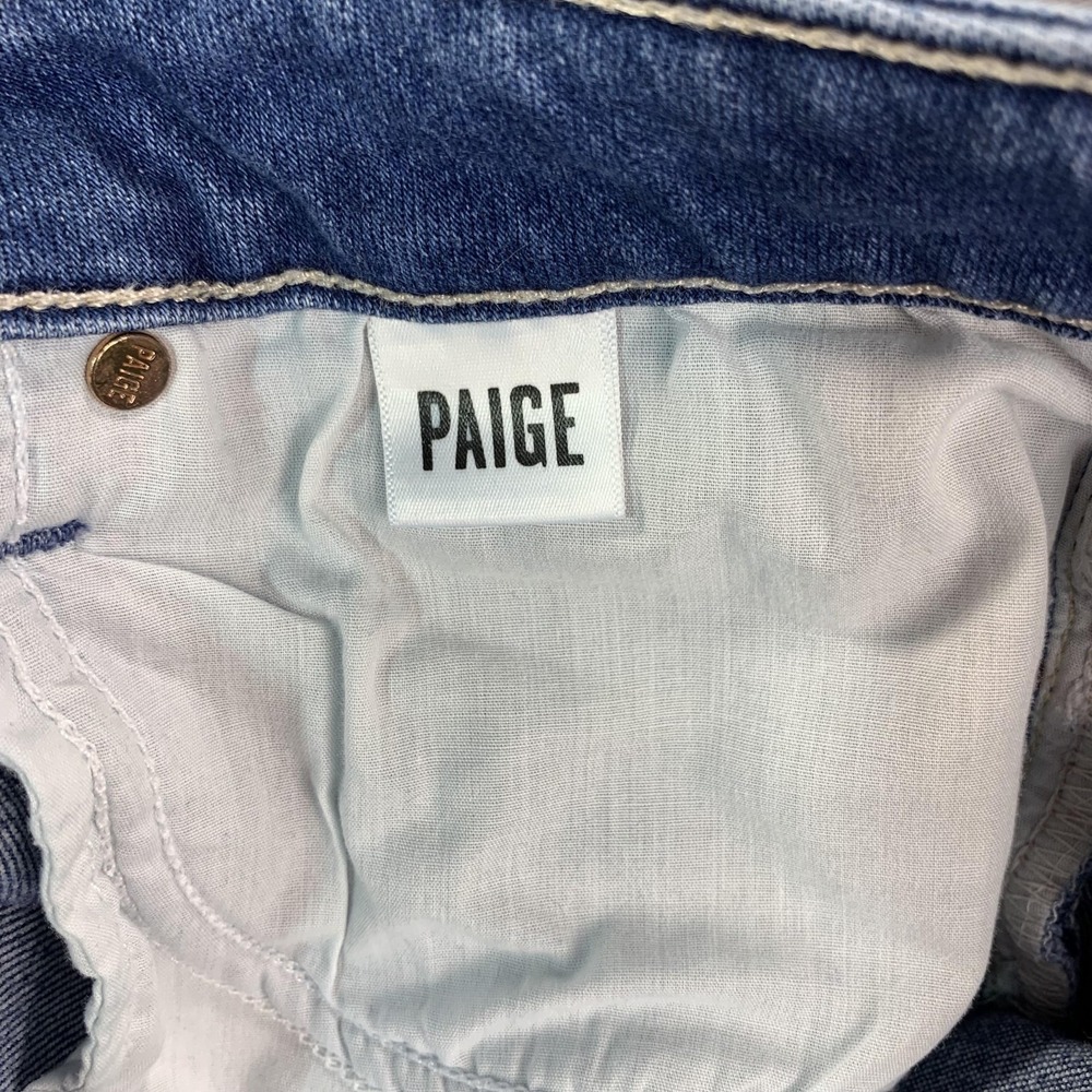 Paige Jeans Womens 29x28 Blue Claudine Mid Rise Crop Flare Raw Hem Stretch - Picture 5 of 16